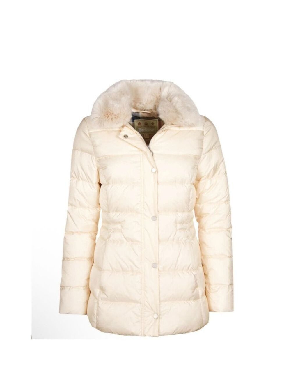 NWT Barbour Fortmartine Quilt Puffer Jacket in Cream 12
